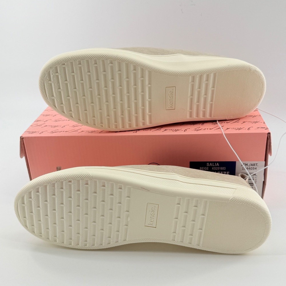 Kensie Womens 8 Salia Slip On Sneaker Beige Textile Flat Loafer Minimal Neutral - Picture 4 of 9